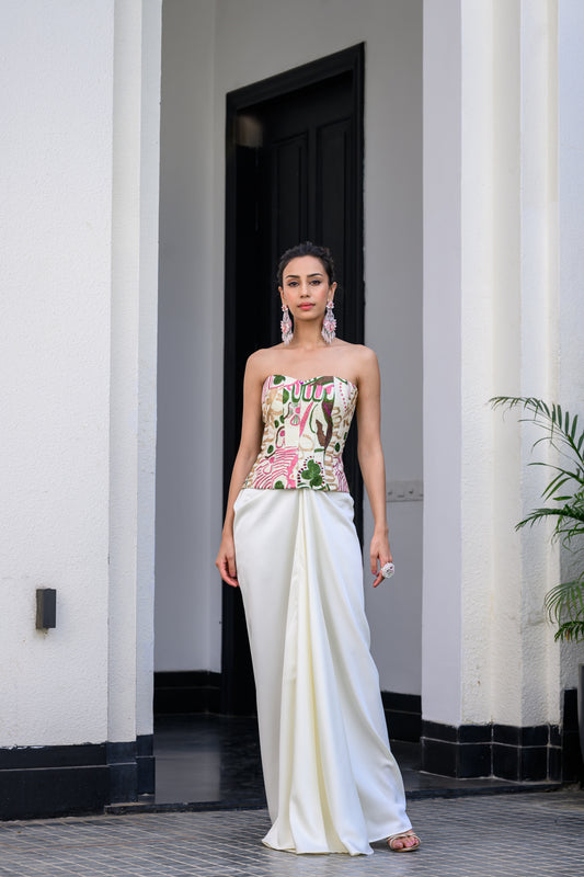 FLORA METALLIC HIGHLIGHT CORSET PAIRED WITH SKIRT SET