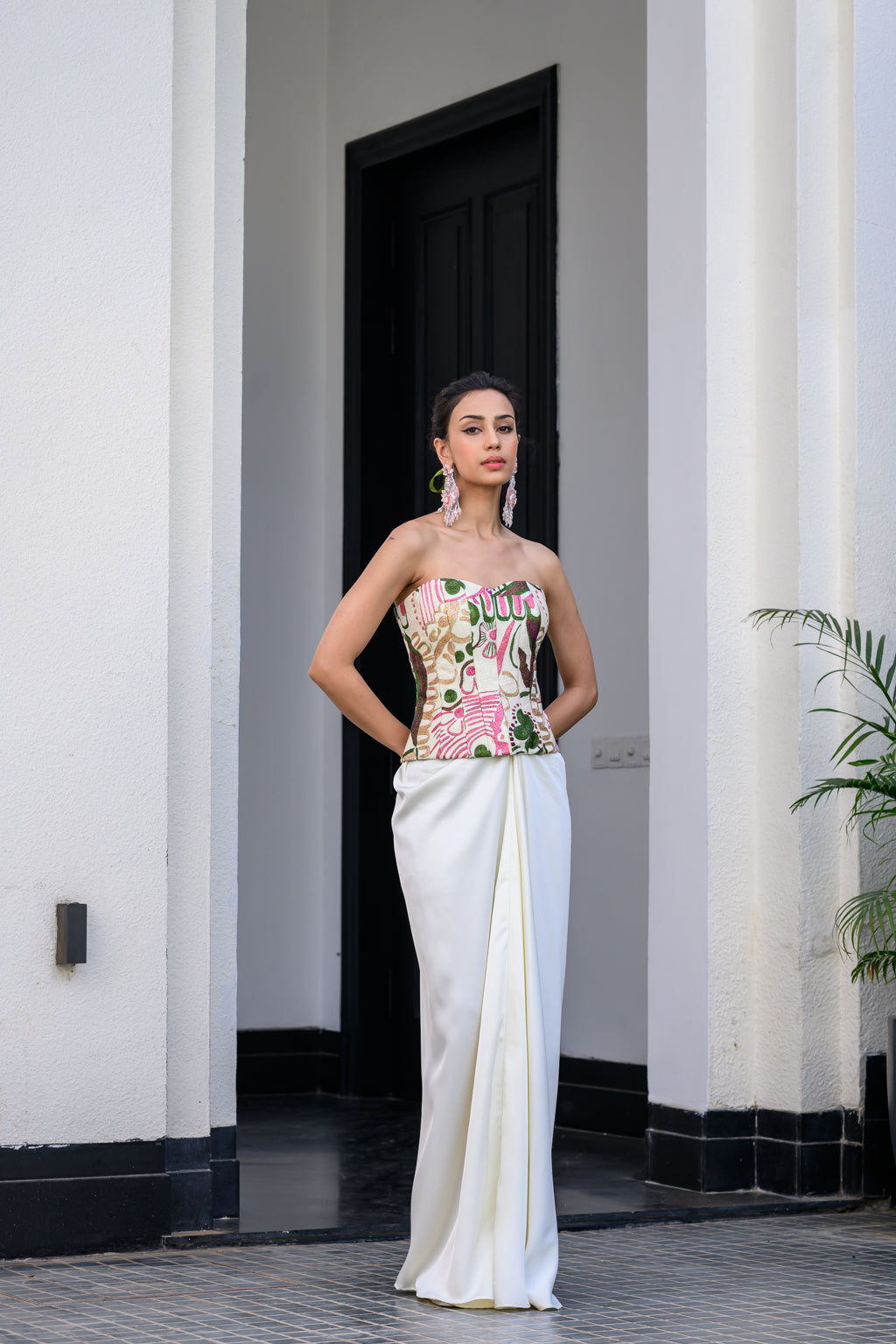 FLORA METALLIC HIGHLIGHT CORSET PAIRED WITH SKIRT SET