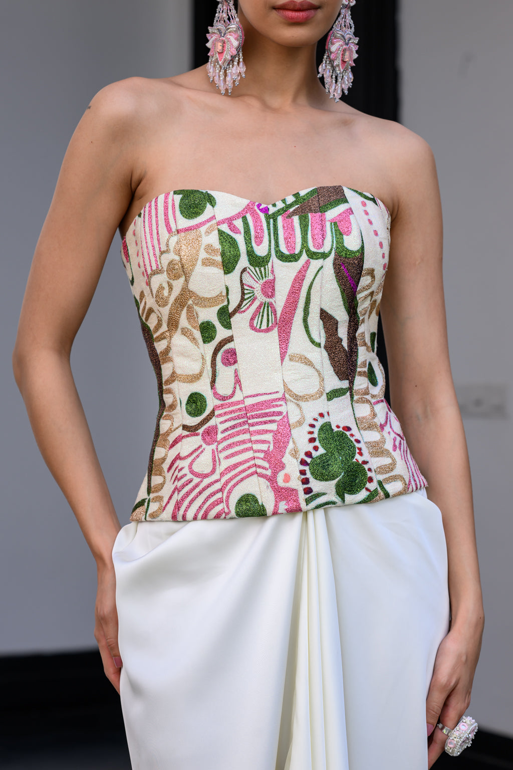 FLORA METALLIC HIGHLIGHT CORSET PAIRED WITH SKIRT SET