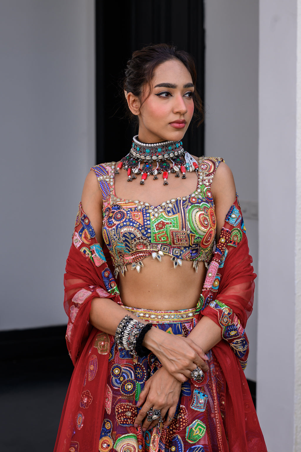 IRIS H LEHENGA PAIRED WITH H BLOUSE AND H APL DUPATTA