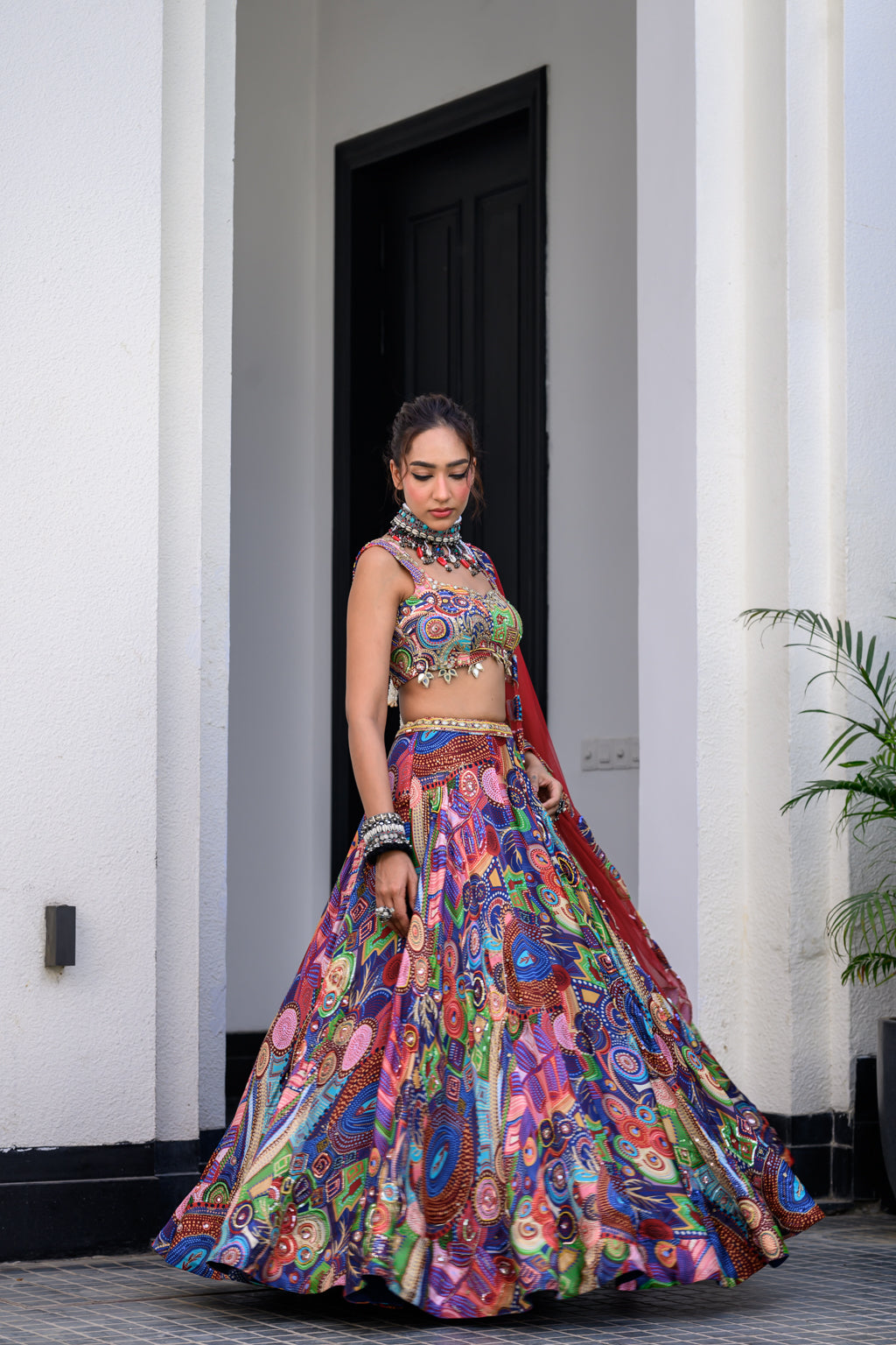 IRIS H LEHENGA PAIRED WITH H BLOUSE AND H APL DUPATTA