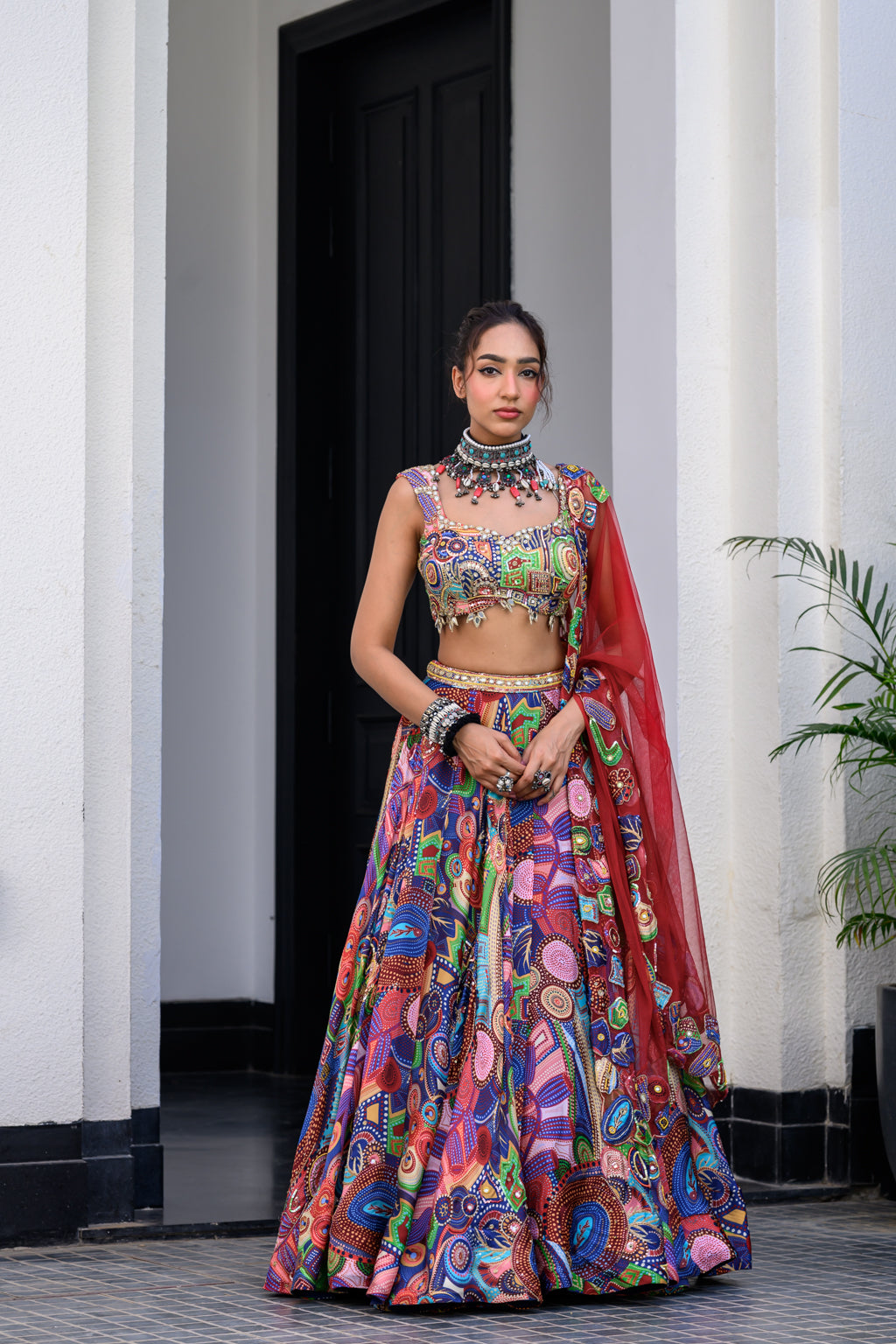IRIS H LEHENGA PAIRED WITH H BLOUSE AND H APL DUPATTA