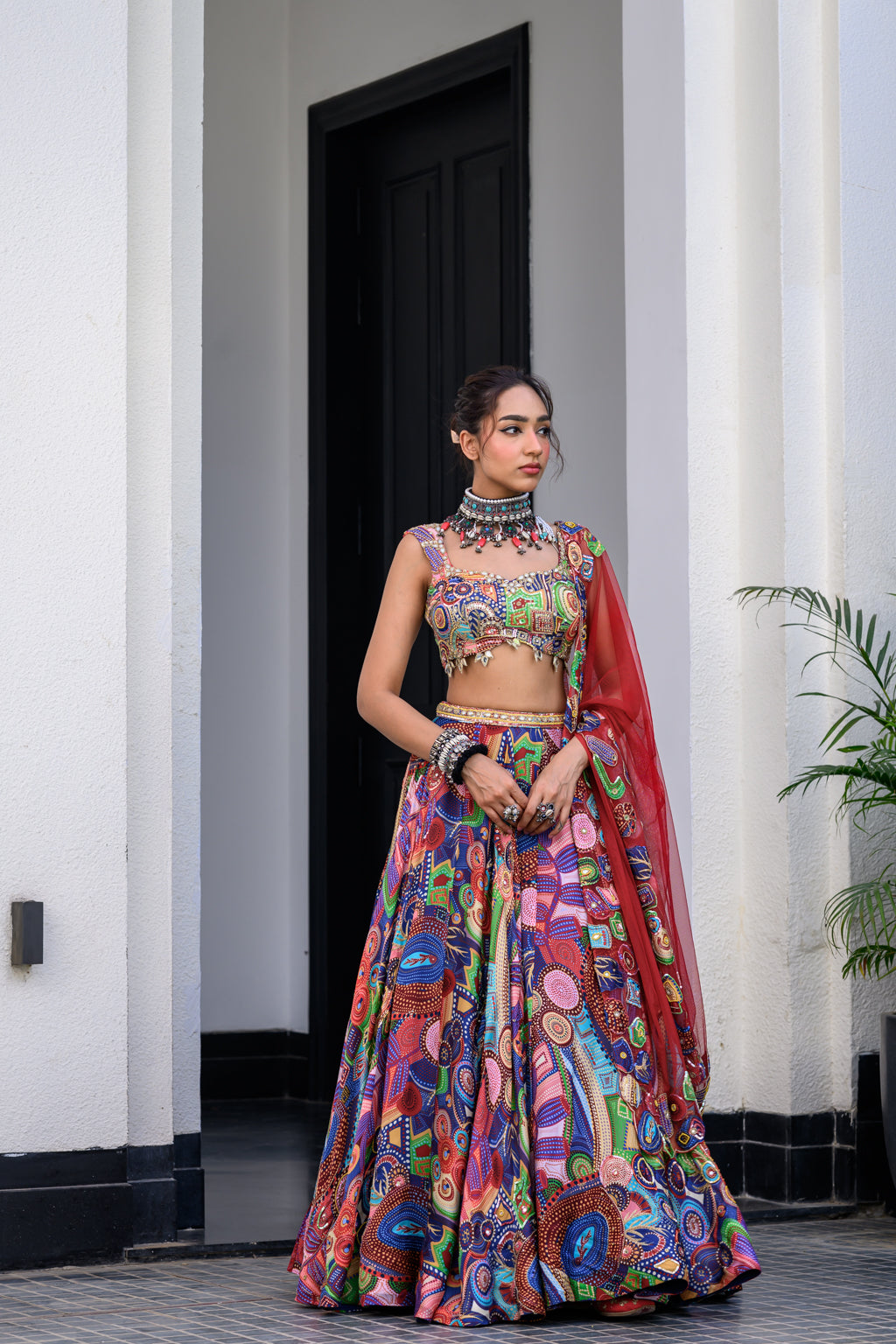 IRIS H LEHENGA PAIRED WITH H BLOUSE AND H APL DUPATTA