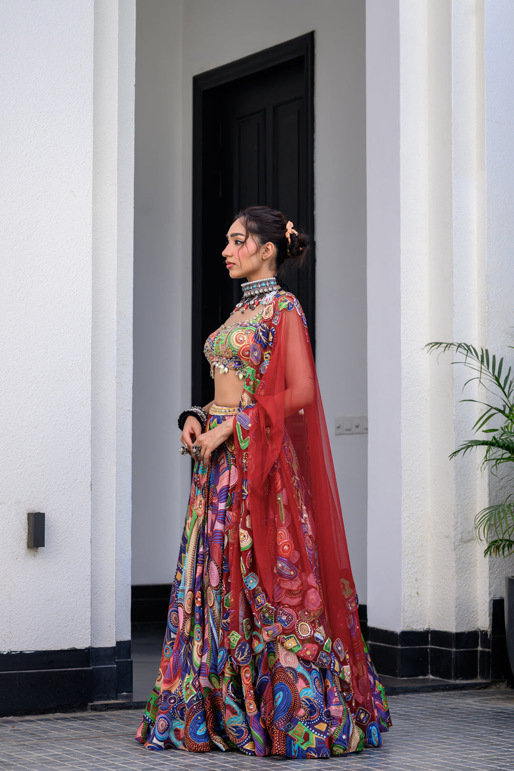 IRIS H LEHENGA PAIRED WITH H BLOUSE AND H APL DUPATTA