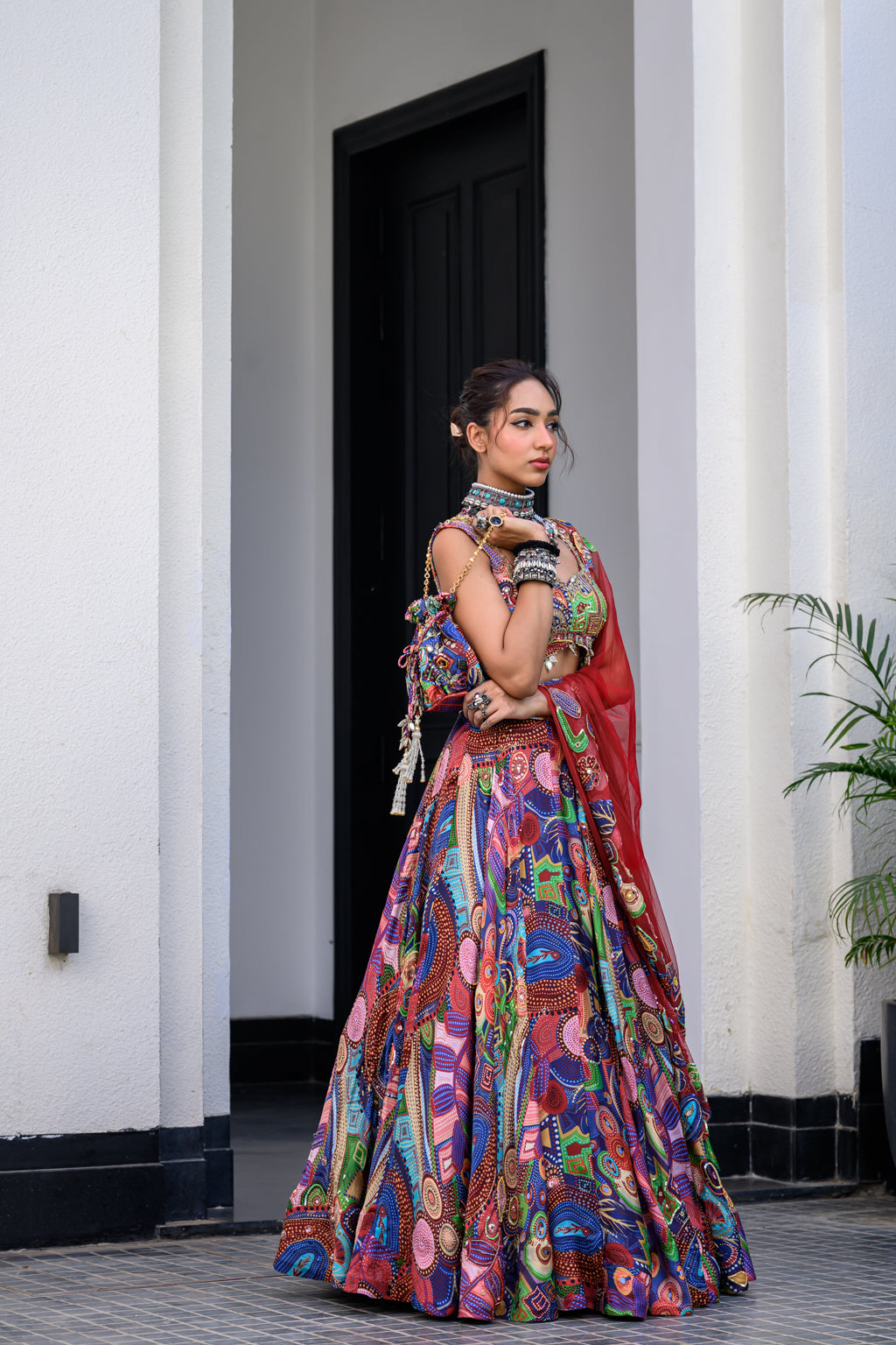 IRIS H LEHENGA PAIRED WITH H BLOUSE AND H APL DUPATTA