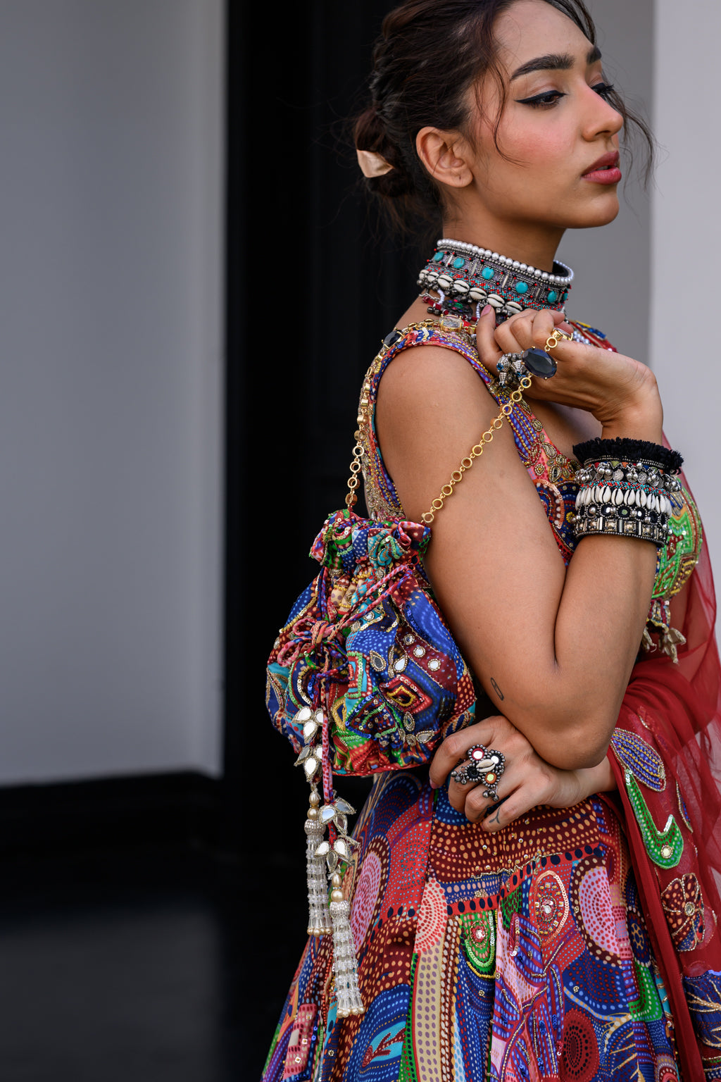 IRIS H LEHENGA PAIRED WITH H BLOUSE AND H APL DUPATTA