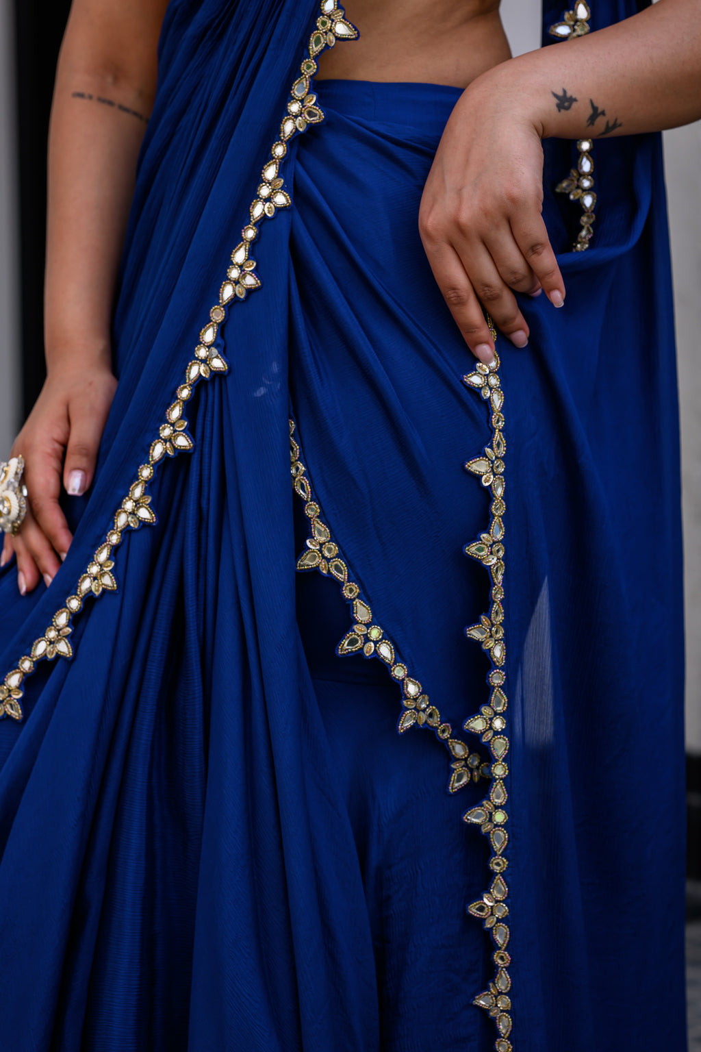 IRIS HIGHLIGHT APPLIQUÉ SAREE PAIRED WITH HIGHLIGHT BLOUSE