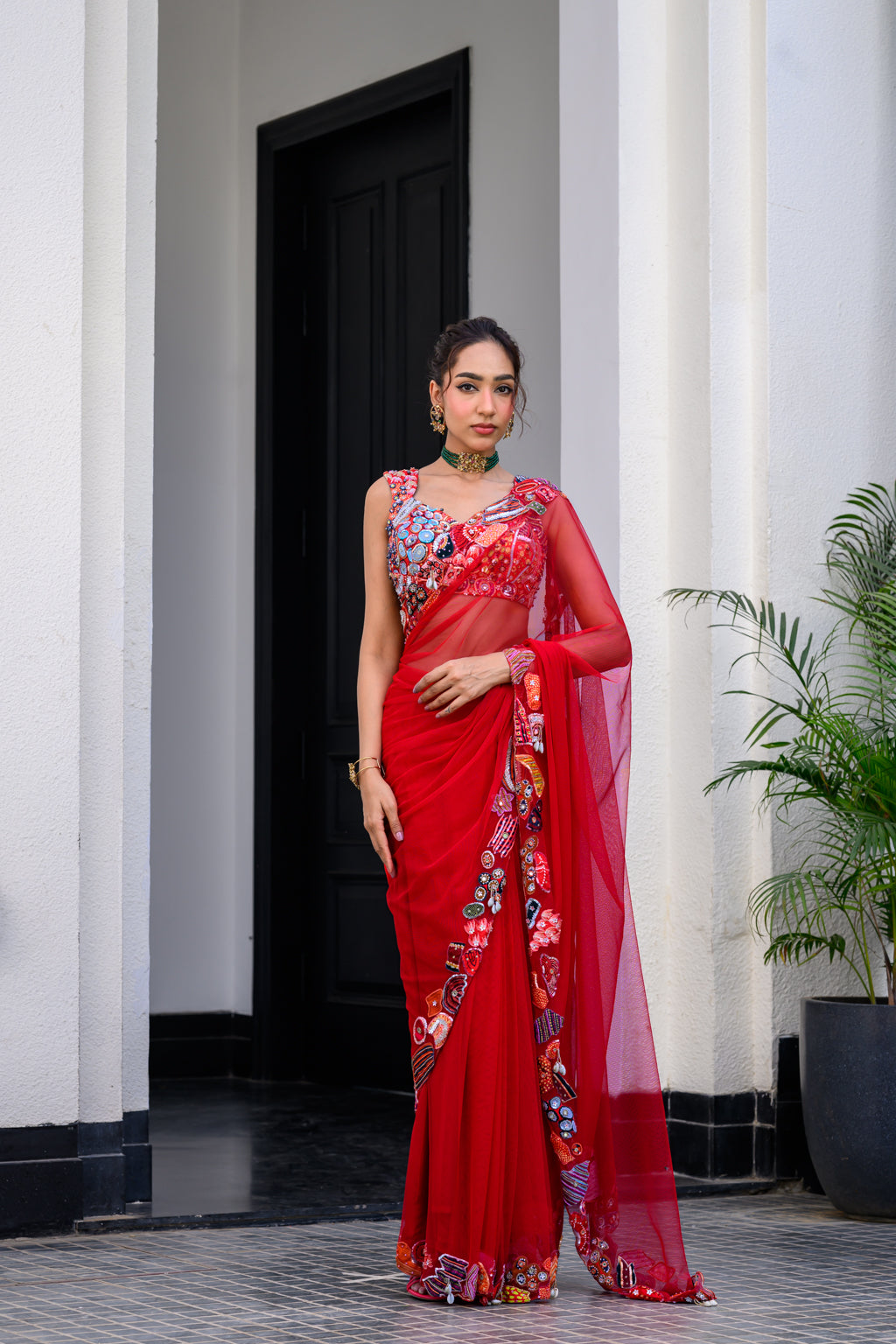 DAWN H APL SAREE PAIRED WITH H BLOUSE