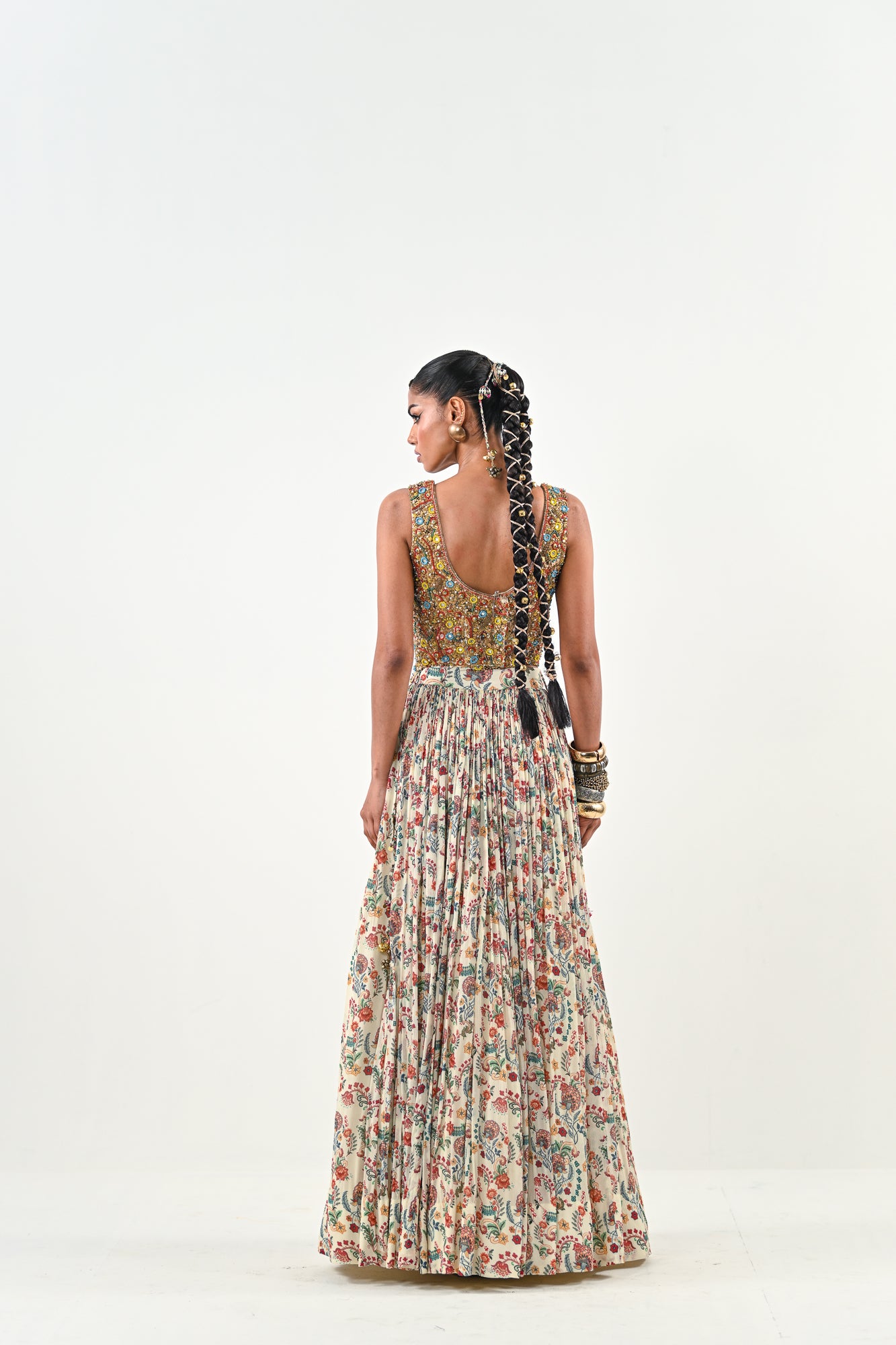 IB LEHENGA WITH EMBROIDERED TASSLE BLOUSE