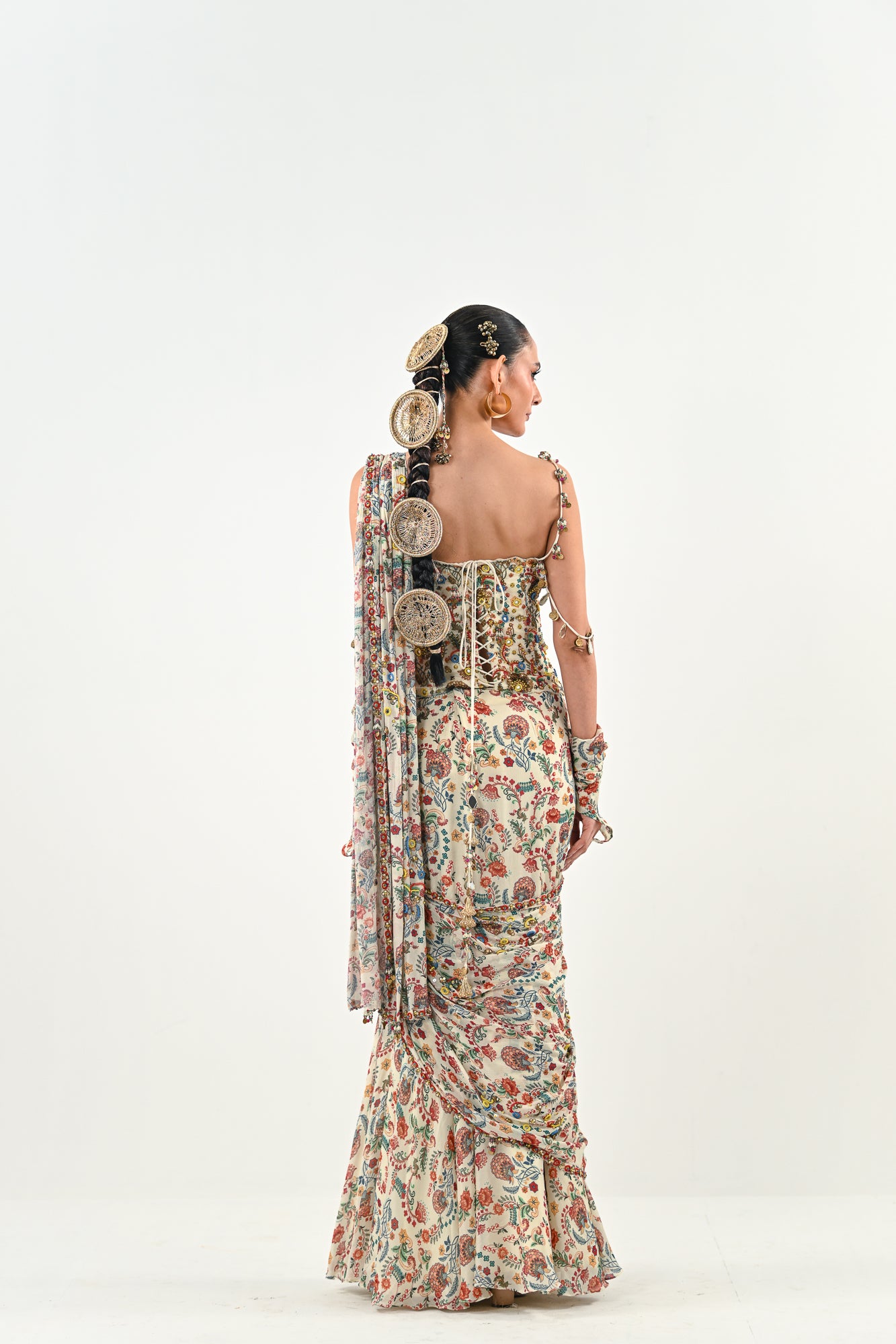 IB PRE STITCHED SAREE PAIRED WITH CORSET BLOUSE