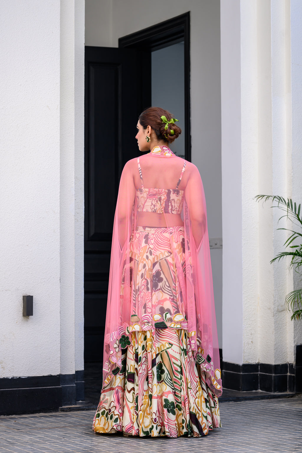 FLORA METALLIC HIGHLIGHT LEHENGA PAIRED WITH METALLIC HIGHLIGHT BLOUSE AND APPLIQUE DUPATTA