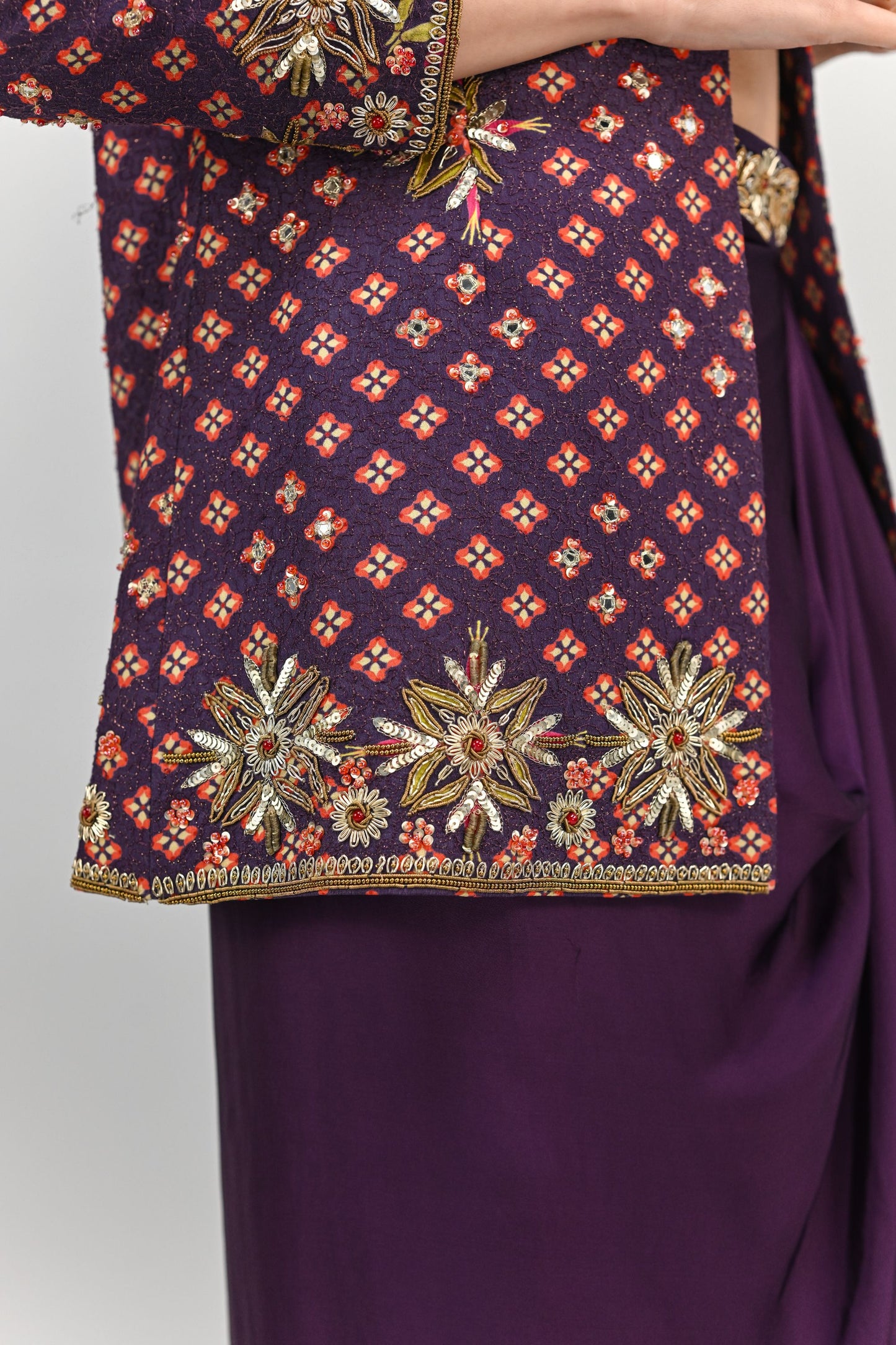 PLUM BADLA BLAZER DHOTI SET