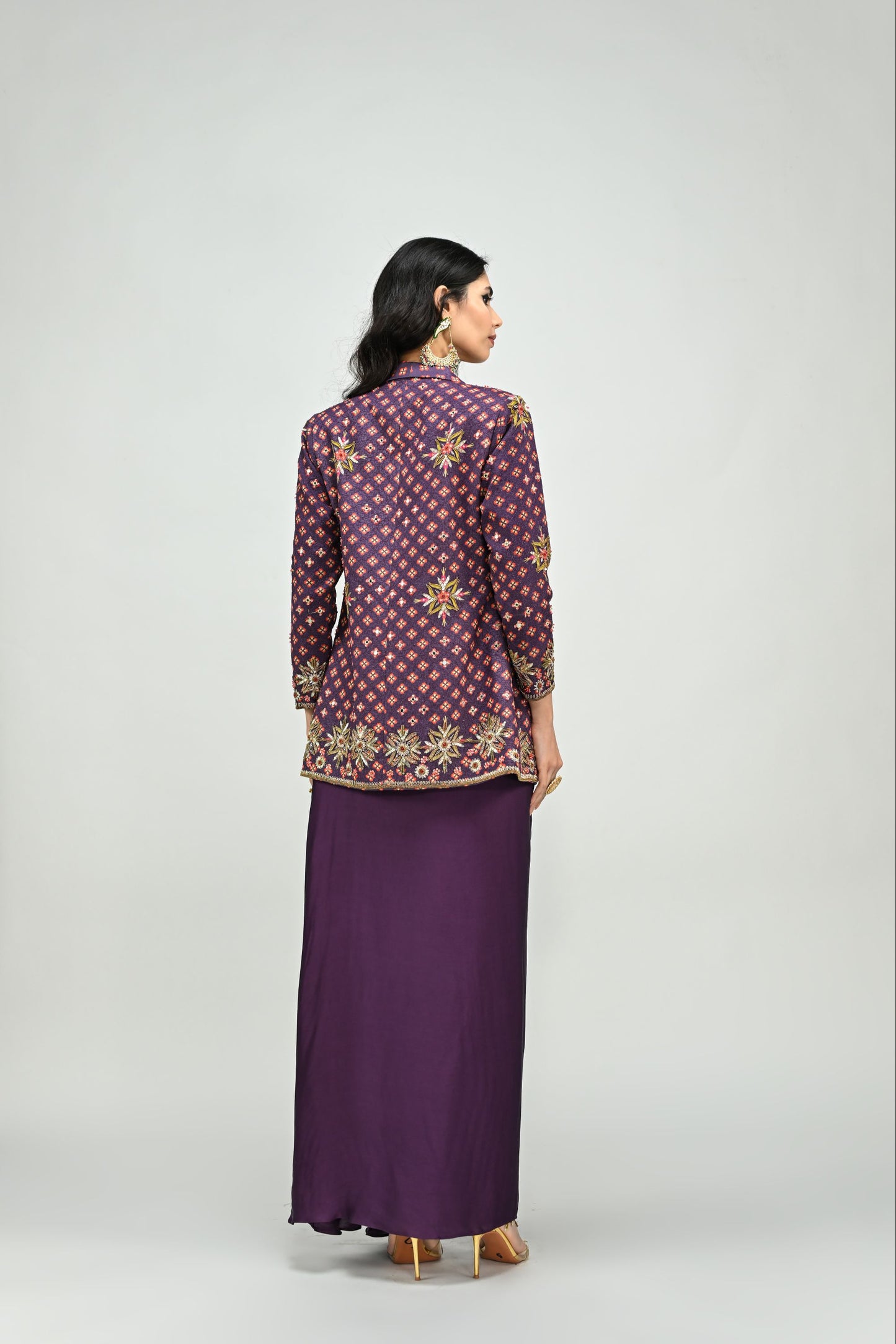 PLUM BADLA BLAZER DHOTI SET