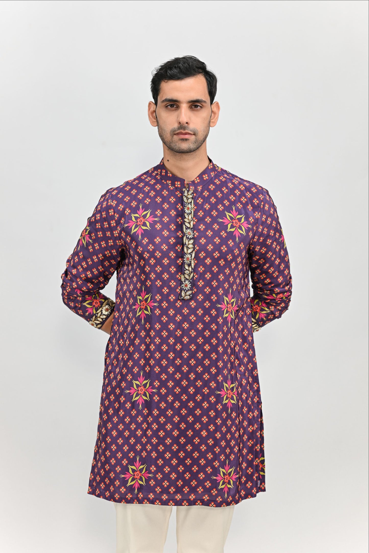 PLUM SHORT KURTA /FULL SET