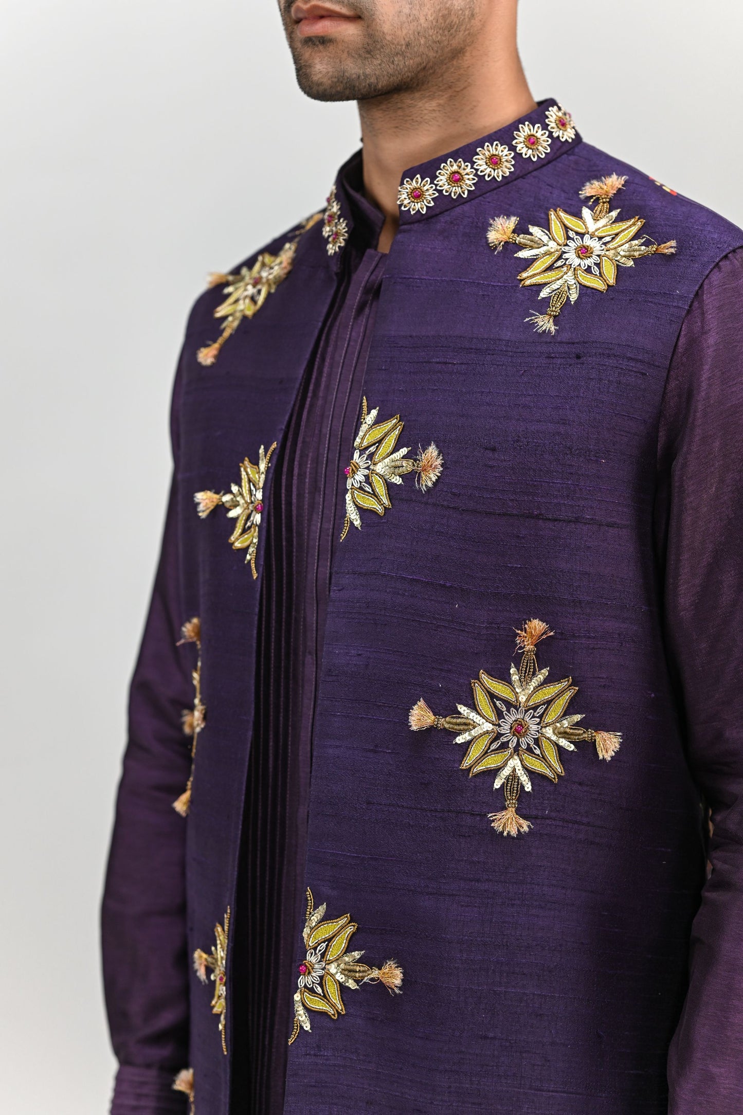 PLUM BUTTA HALF JACKET KURTA PANT SET