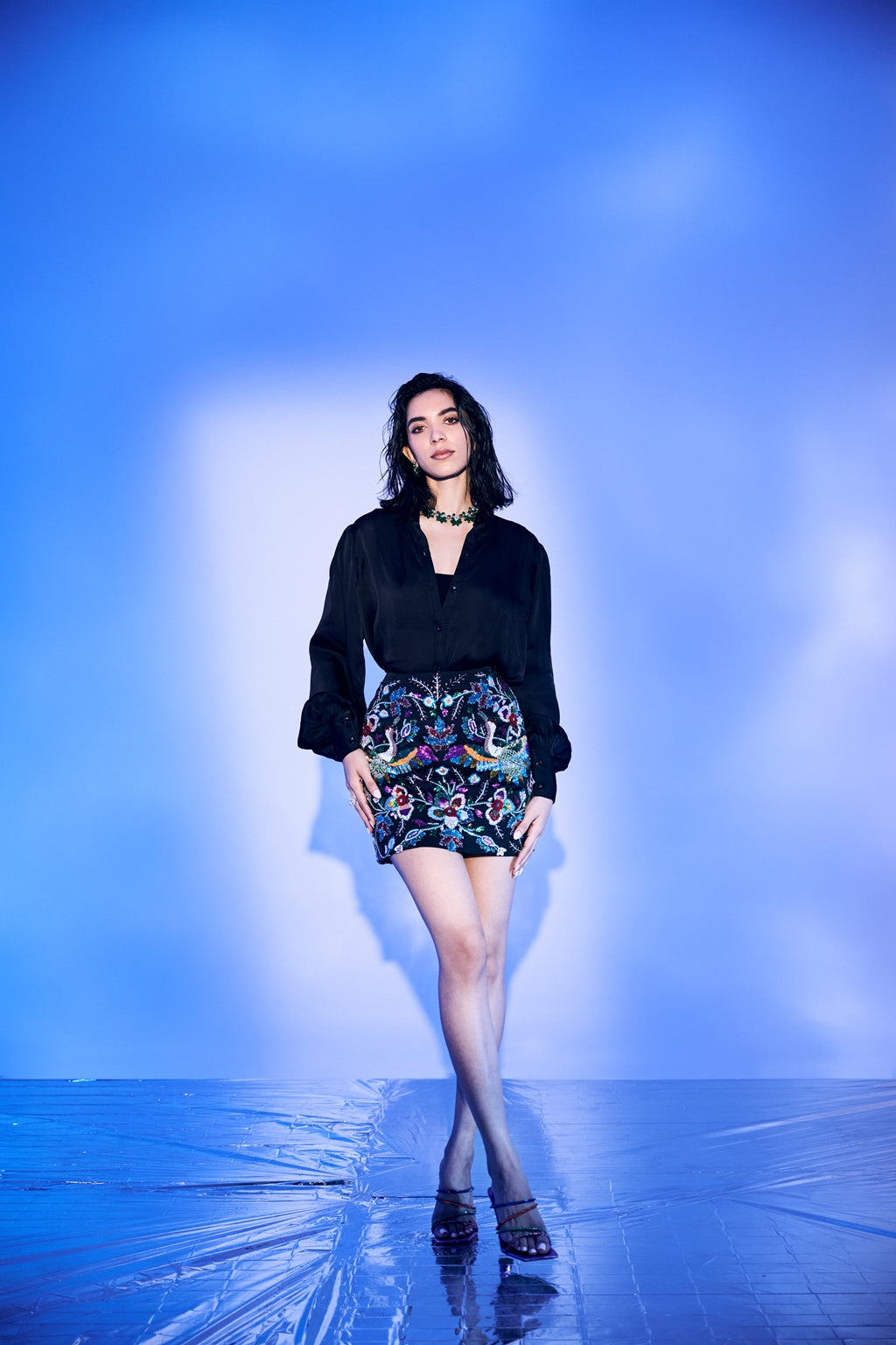Bird Skirt with Organza Shirt Set