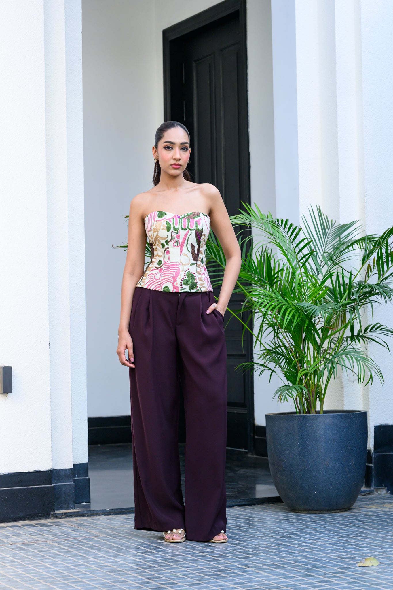 FLORA METALLIC HIGHLIGHT CORSET WITH PANTS