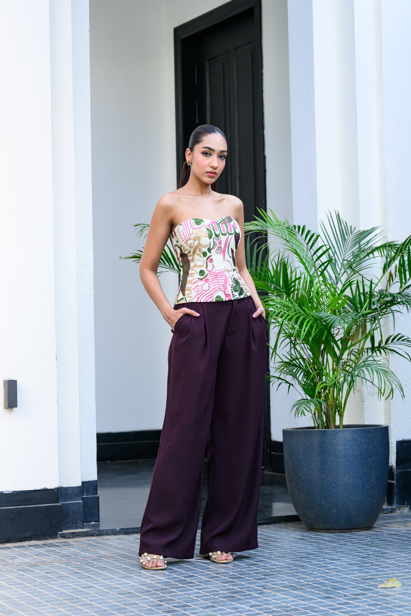 FLORA METALLIC HIGHLIGHT CORSET WITH PANTS