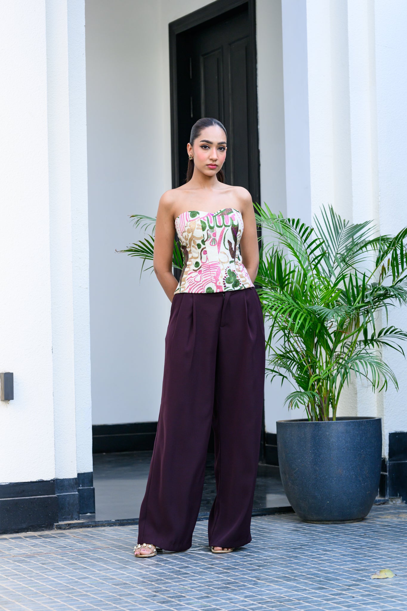 FLORA METALLIC HIGHLIGHT CORSET WITH PANTS