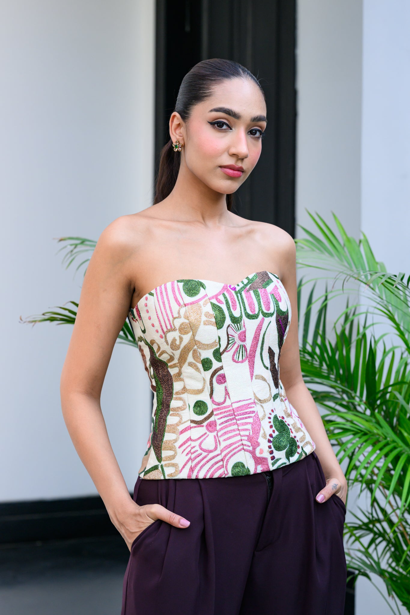 FLORA METALLIC HIGHLIGHT CORSET WITH PANTS