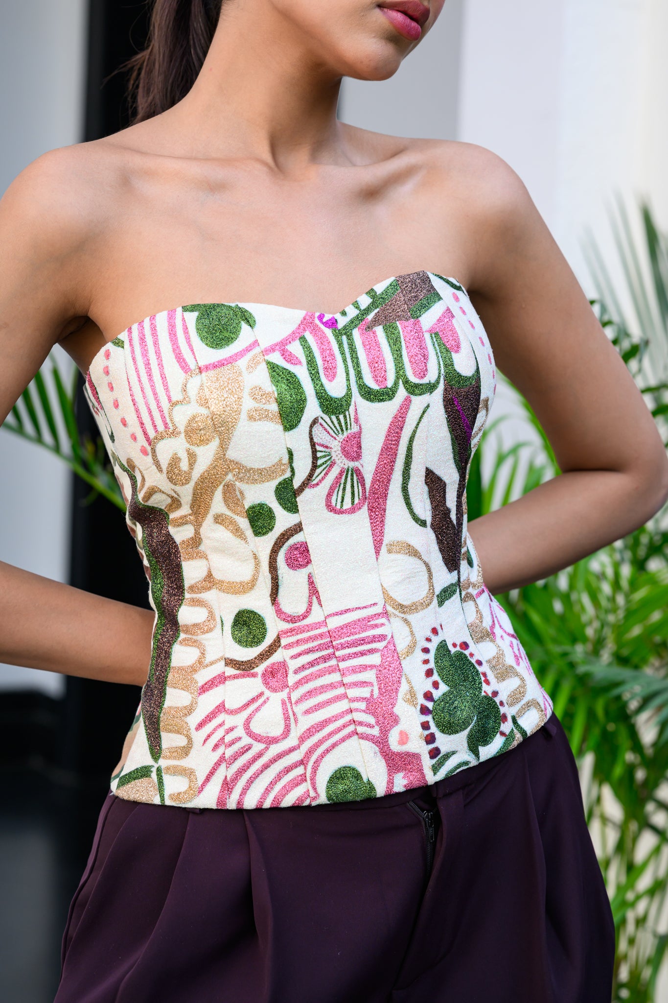 FLORA METALLIC HIGHLIGHT CORSET WITH PANTS
