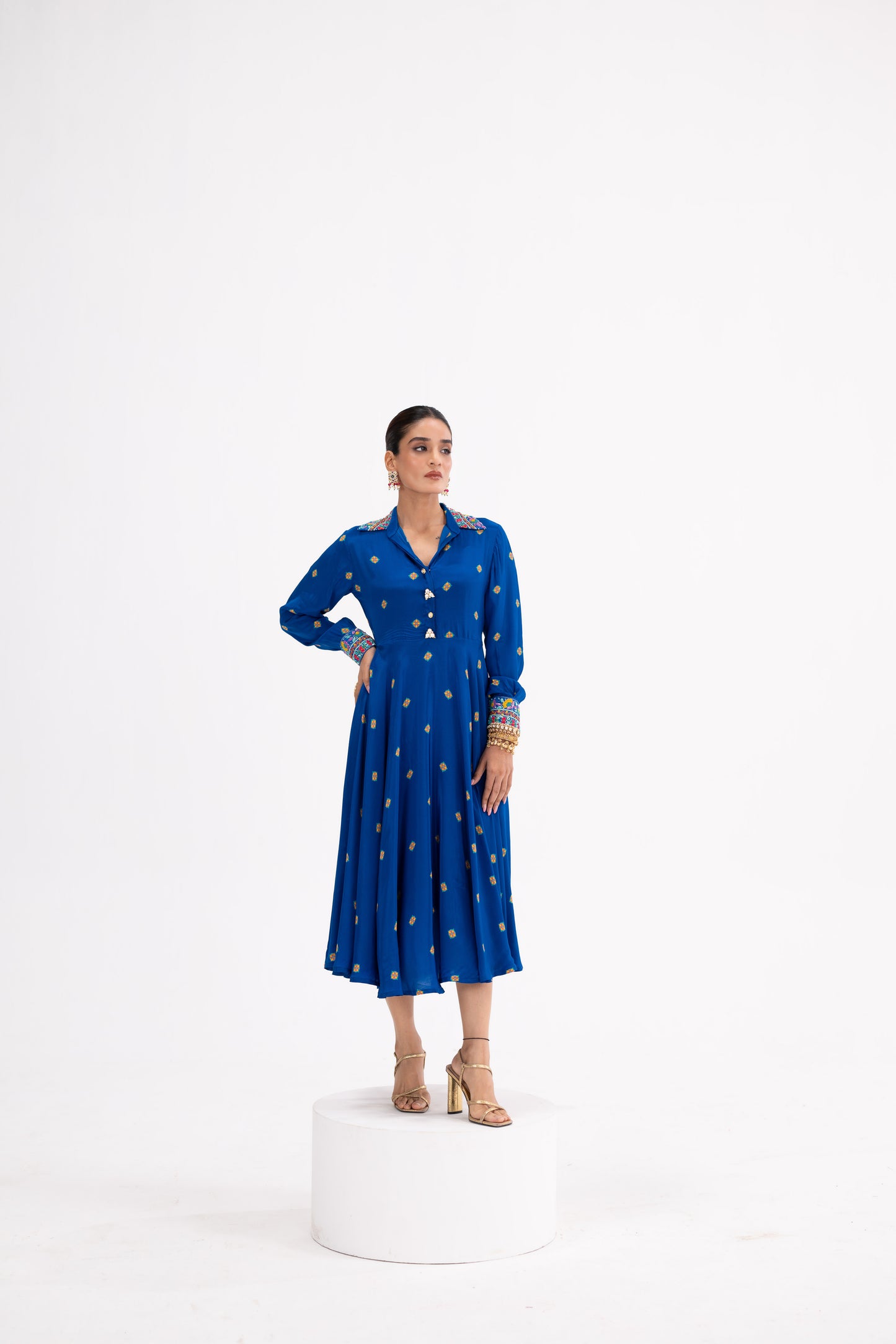 Blue Butta Shirt Dress With Inner
