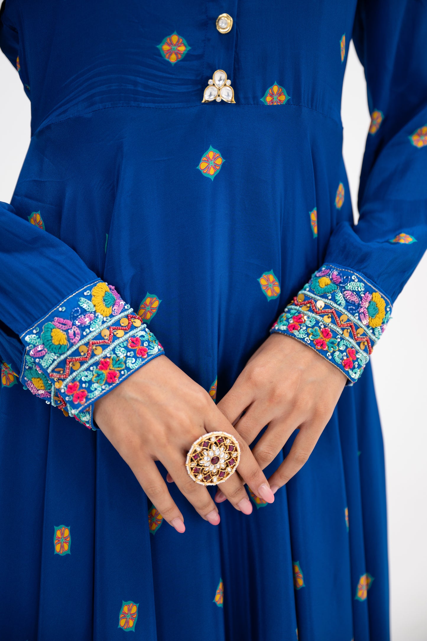 Blue Butta Shirt Dress With Inner