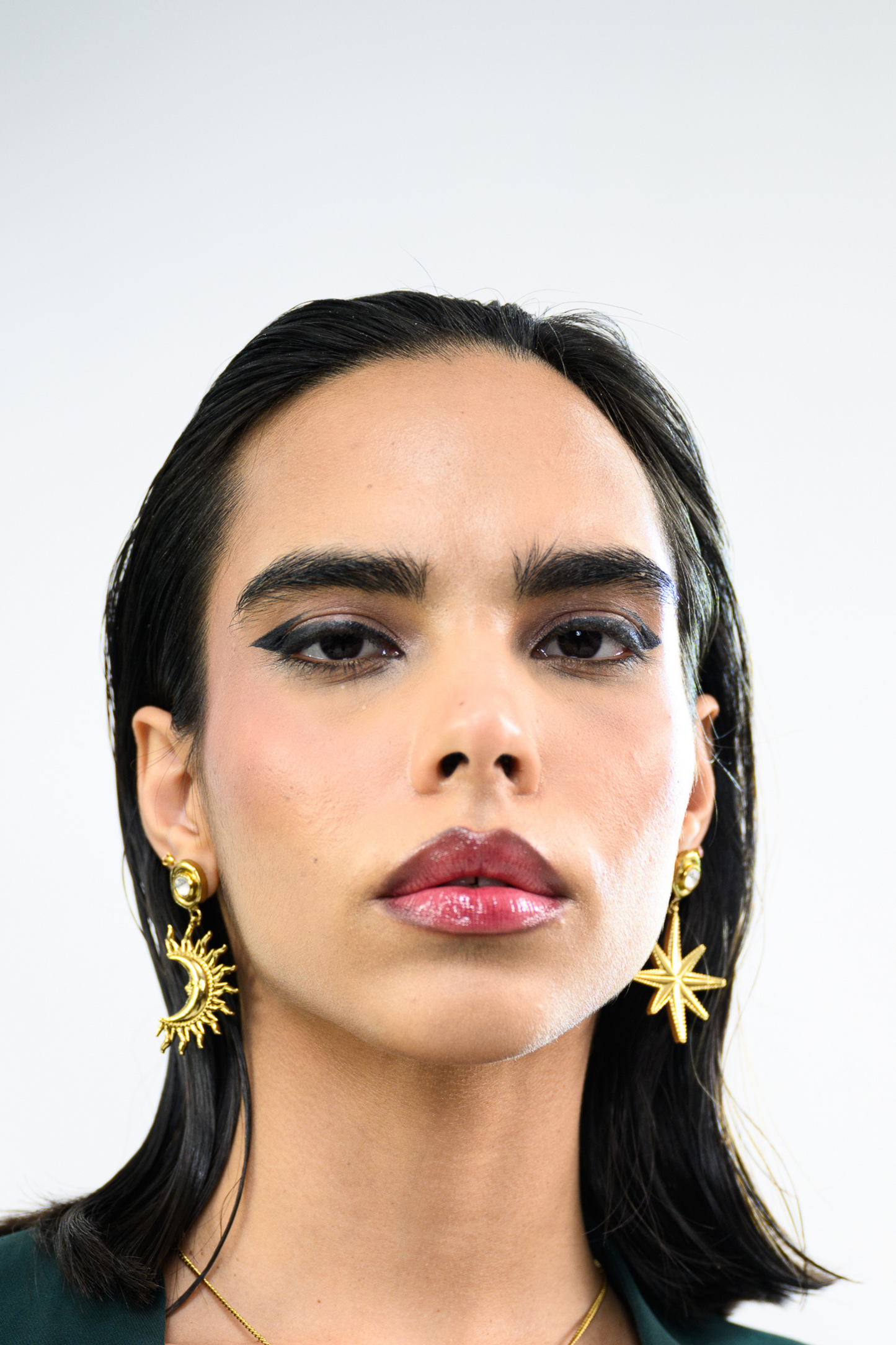 MOON STAR POLKI EARRING PAIR