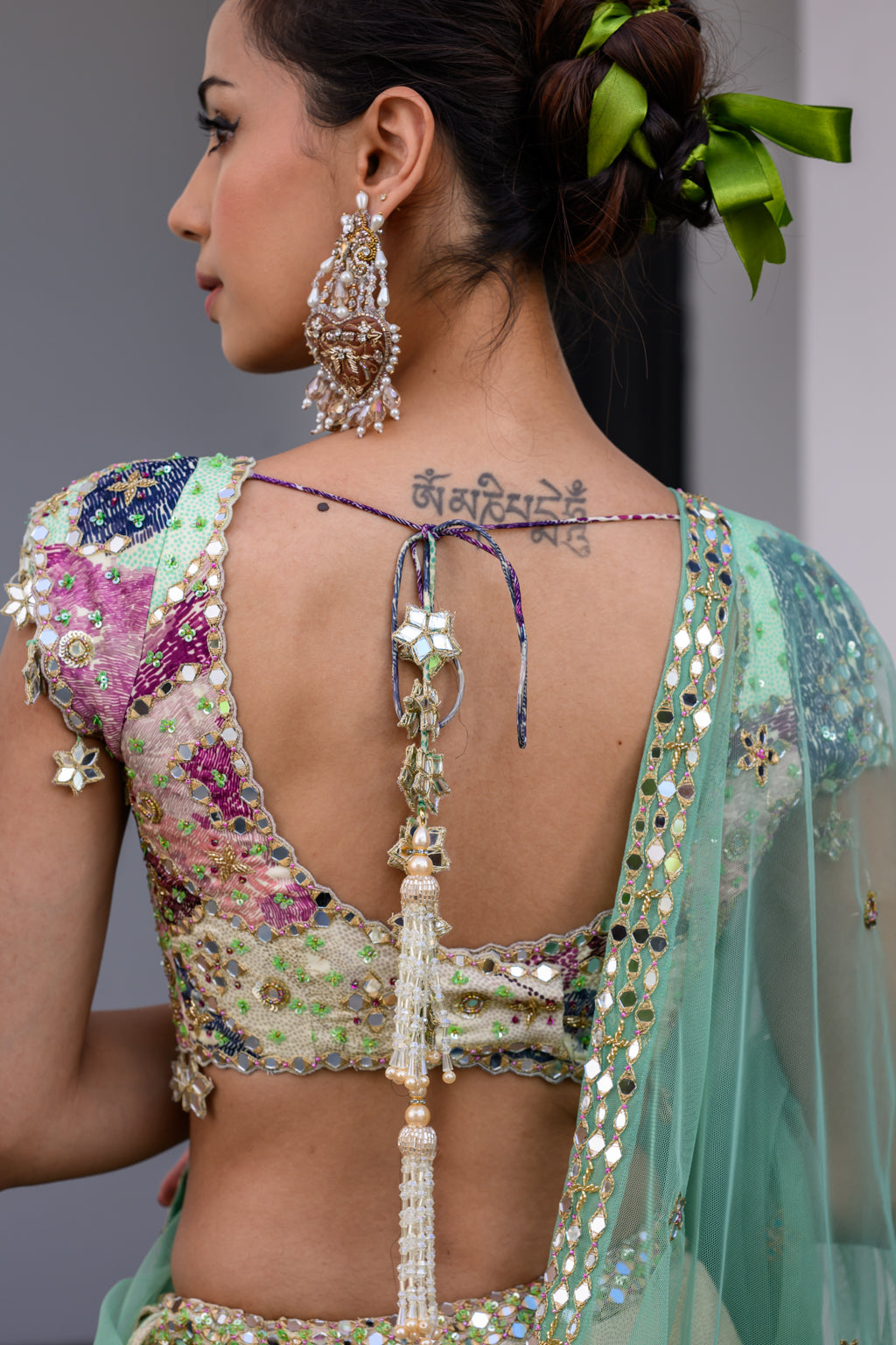 EDEN H LEHENGA PAIRED WITH H BLOUSE AND HAND EMB MIRROR DUPATTA