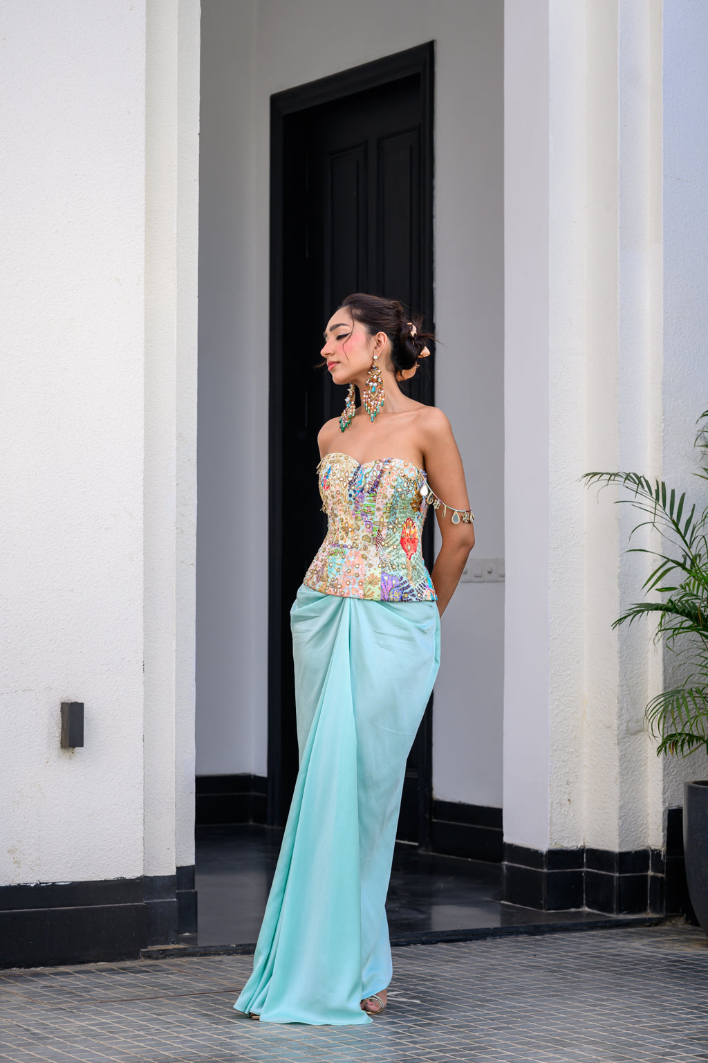 GARDENIA HIGHLIGHTED CORSET WITH SKIRT