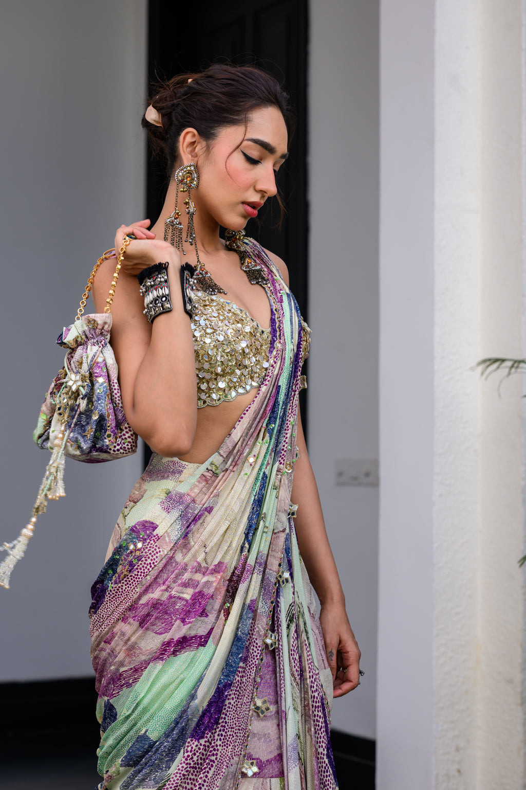 EDEN H SAREE PAIRED WITH HAND EMB BLOUSE