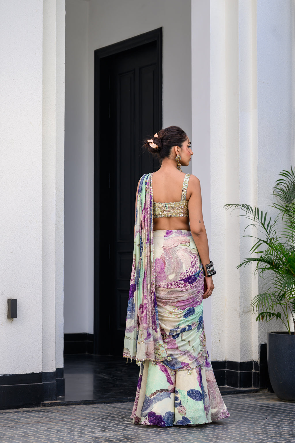 EDEN H SAREE PAIRED WITH HAND EMB BLOUSE