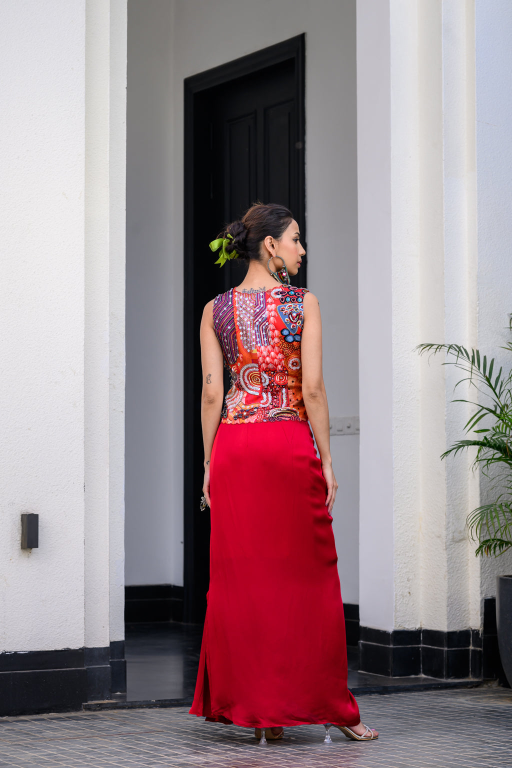 DAWN H JACKET AND DHOTI SKIRT SET PAIRED WITH H APL CAPE