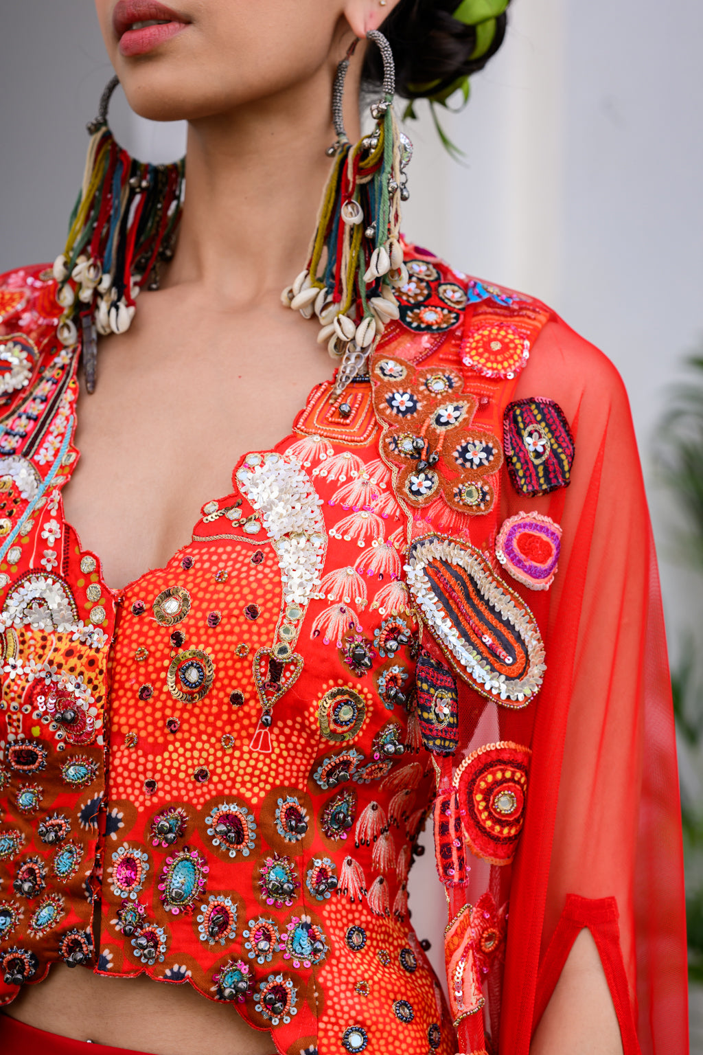 DAWN H JACKET AND DHOTI SKIRT SET PAIRED WITH H APL CAPE