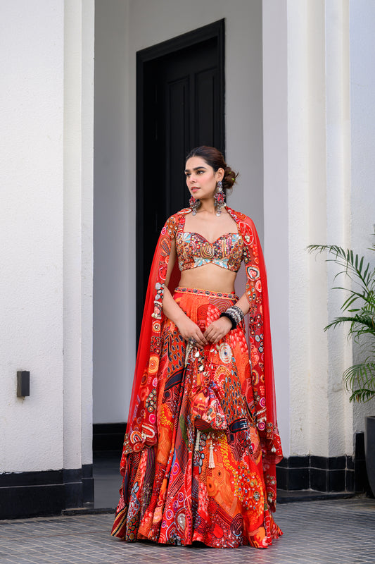 DAWN H LEHENGA PAIRED WITH H BLOUSE AND H APL DUPATTA
