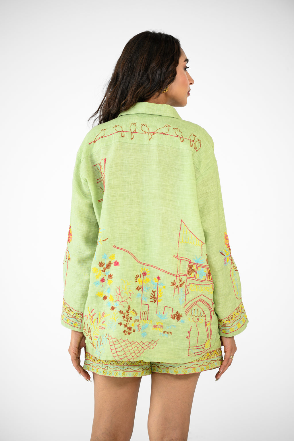 GREEN SCENIC SHIRT AND SHORTS