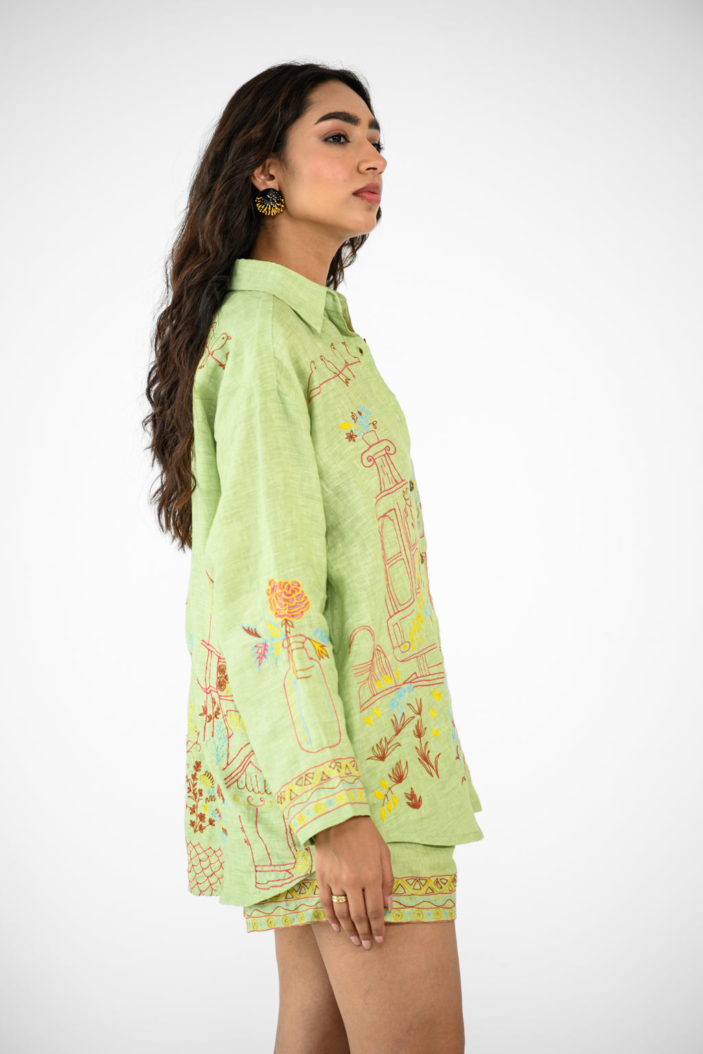 GREEN SCENIC SHIRT AND SHORTS
