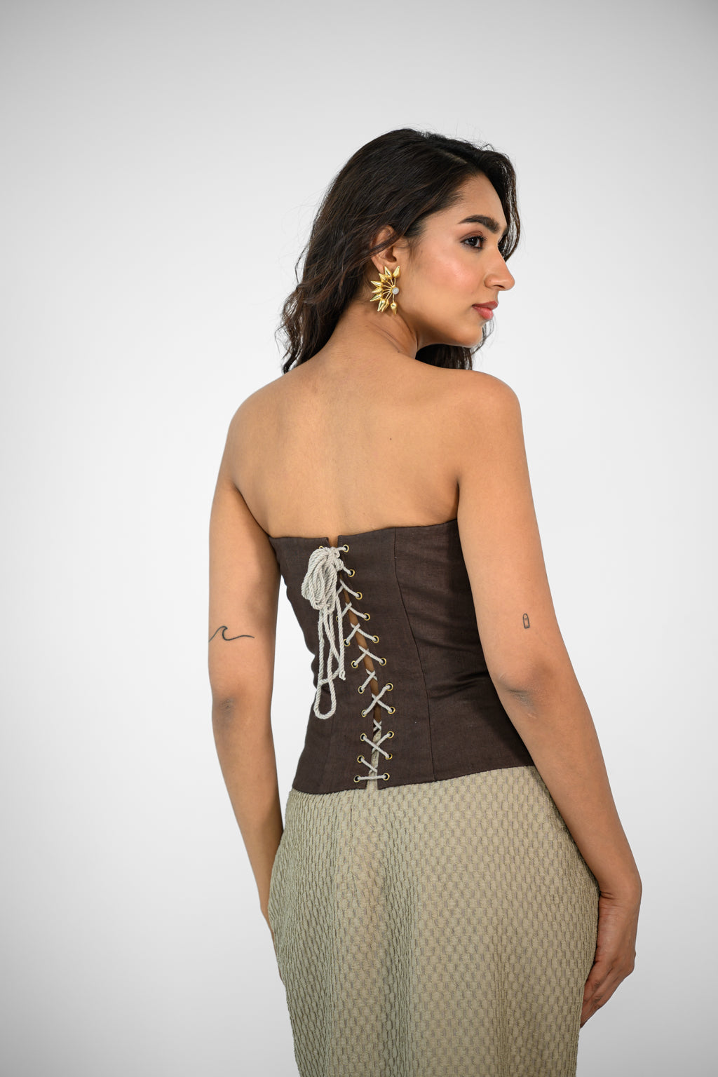BROWN EMBROIDERED CORSET