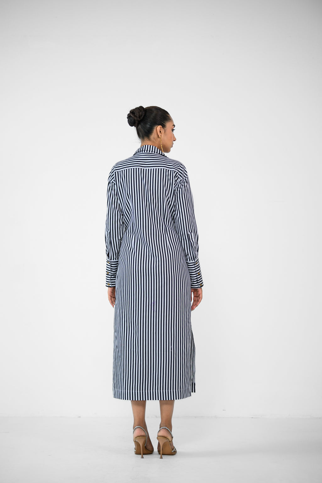 STRIPE PATCH SHIRT TIE DRESS