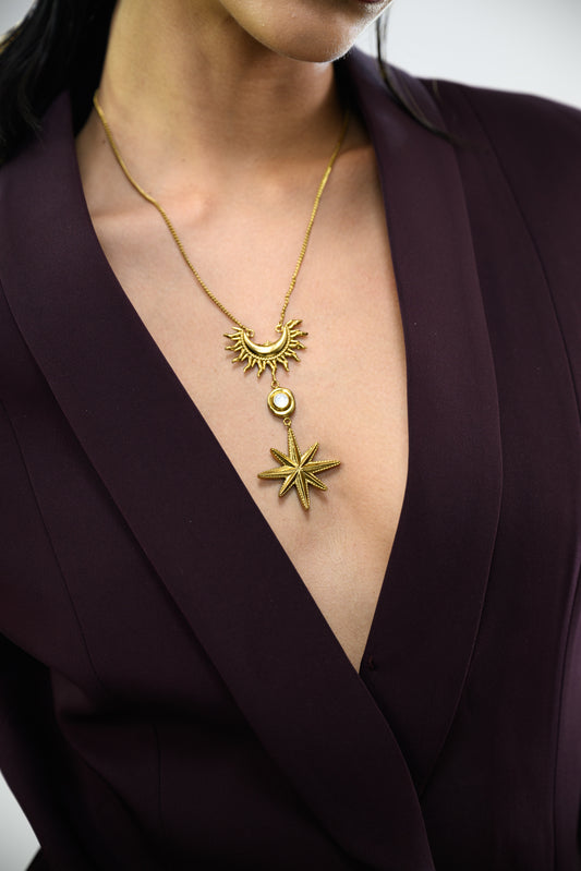 MOON STAR POLKI PENDANT