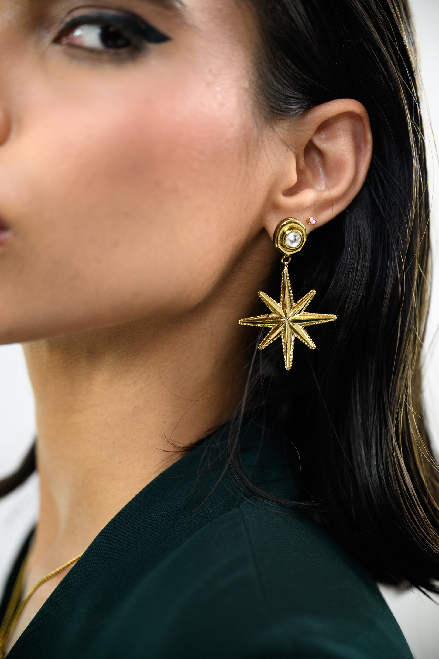 MOON STAR POLKI EARRING PAIR