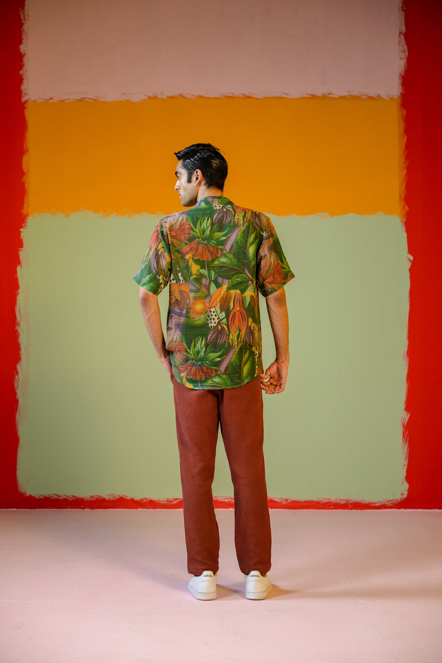 Jungle Half Sleeve Shirt Paired With Brown Pant Set
