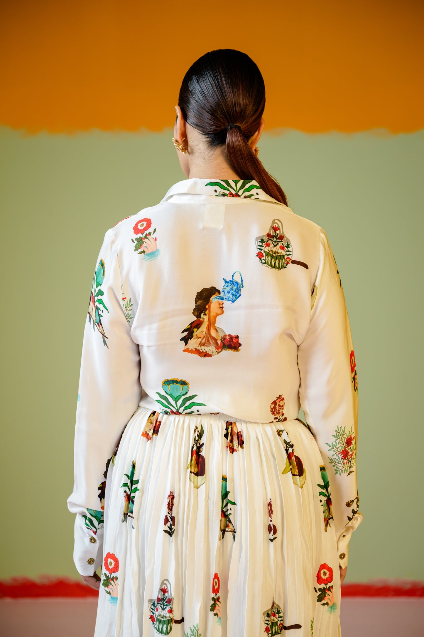 Rani Shirt Paired With Rani Pleated Skirt Set