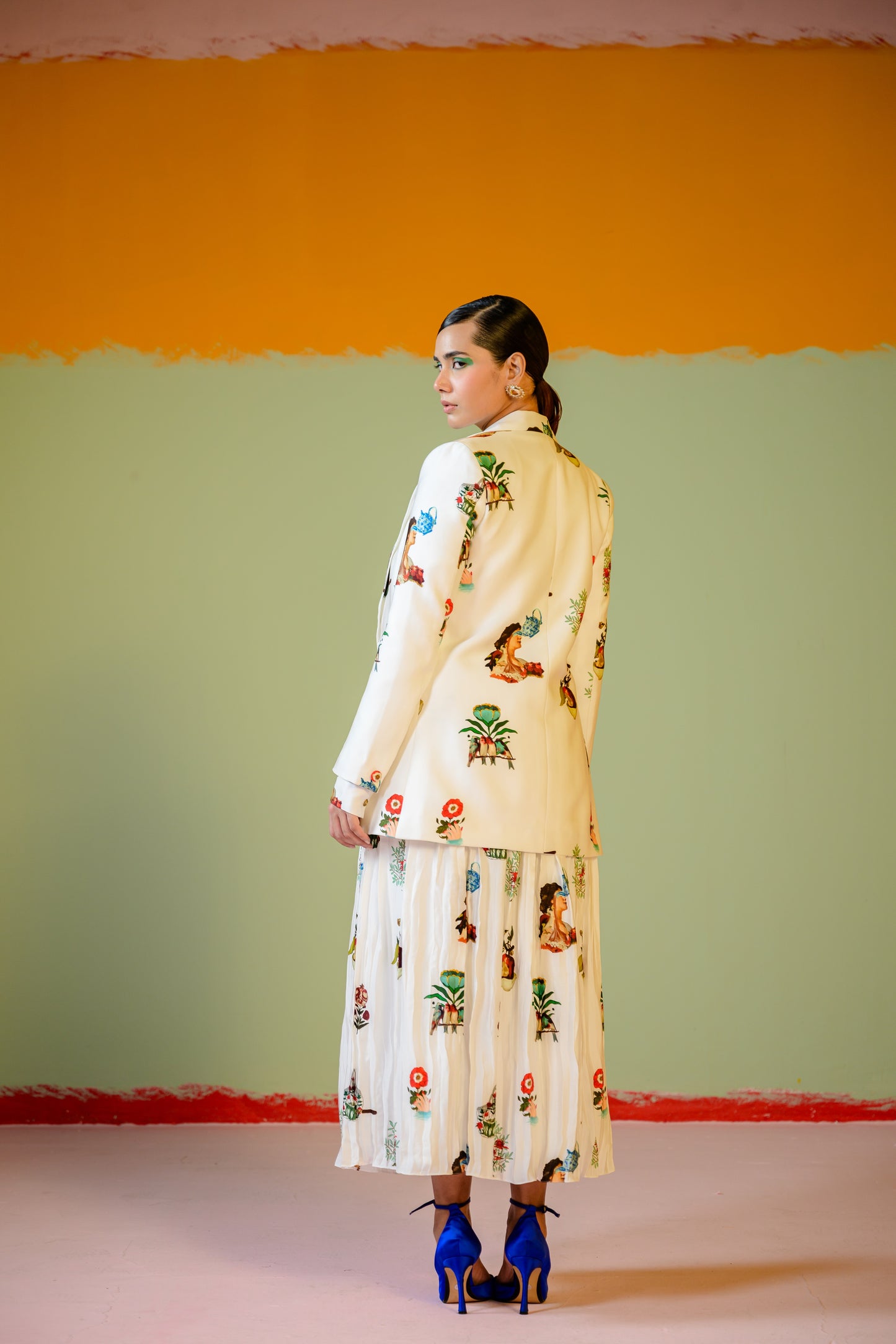Rani Shirt Paired With Rani Pleated Skirt Set