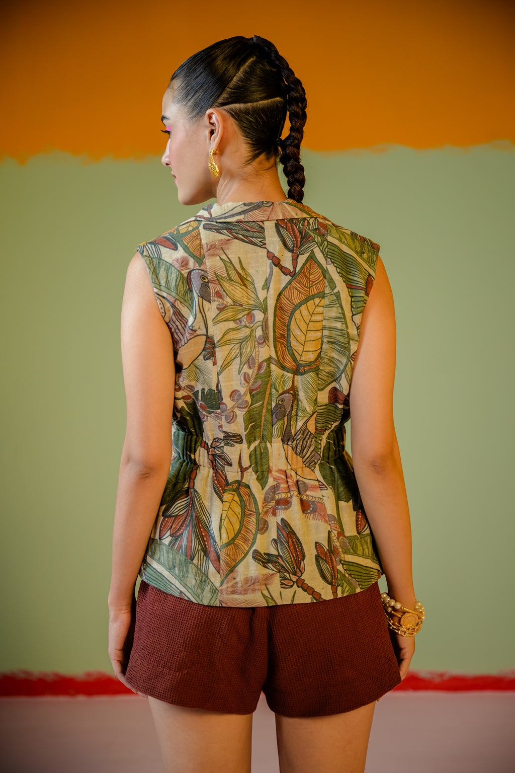 Safari Blazer Vest Paired With Brown Pants