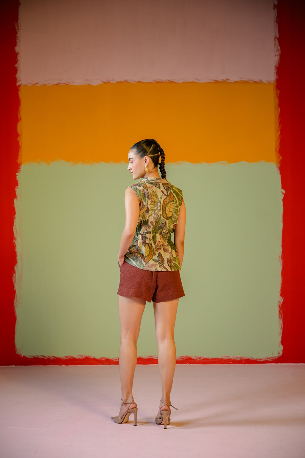 Safari Blazer Vest Paired With Brown Pants