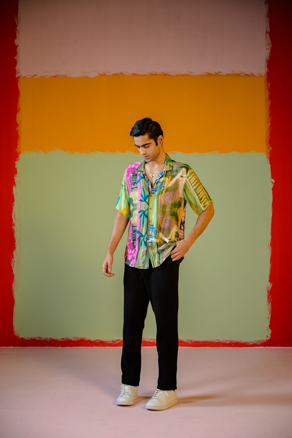 Mint Forest Half Sleeve Shirt Paired With Pant Set