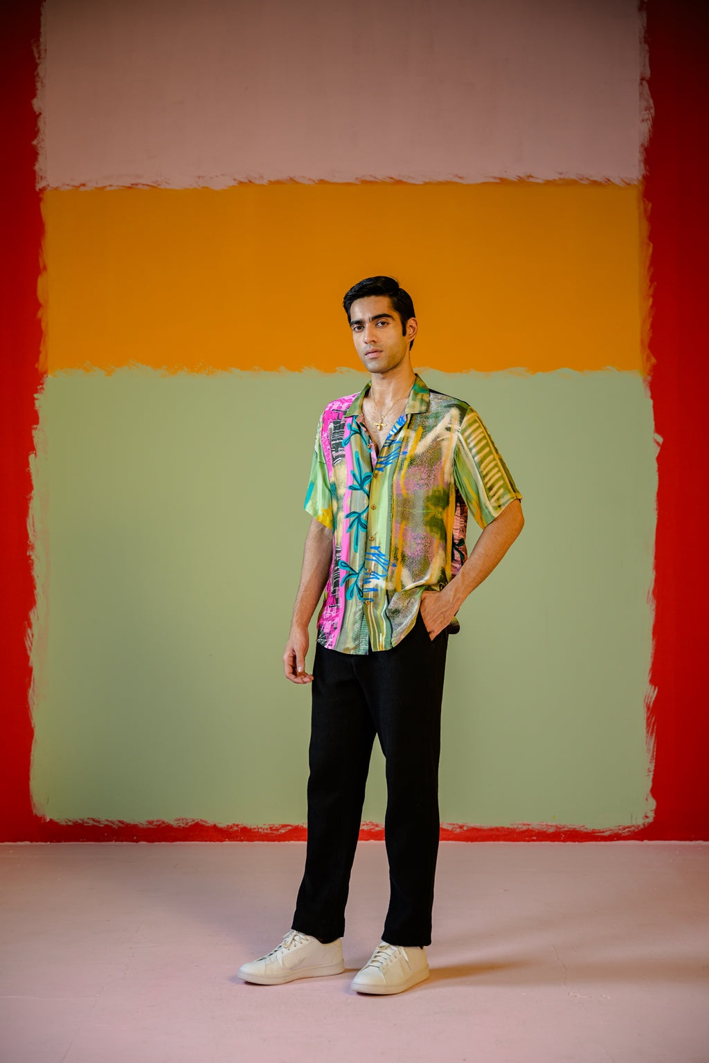 Mint Forest Half Sleeve Shirt Paired With Pant Set