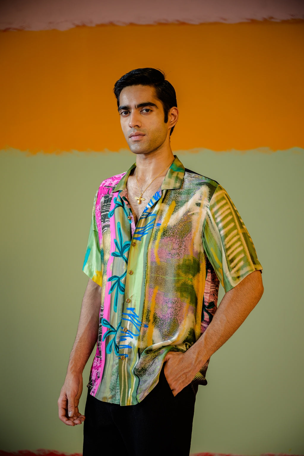 Mint Forest Half Sleeve Shirt Paired With Pant Set