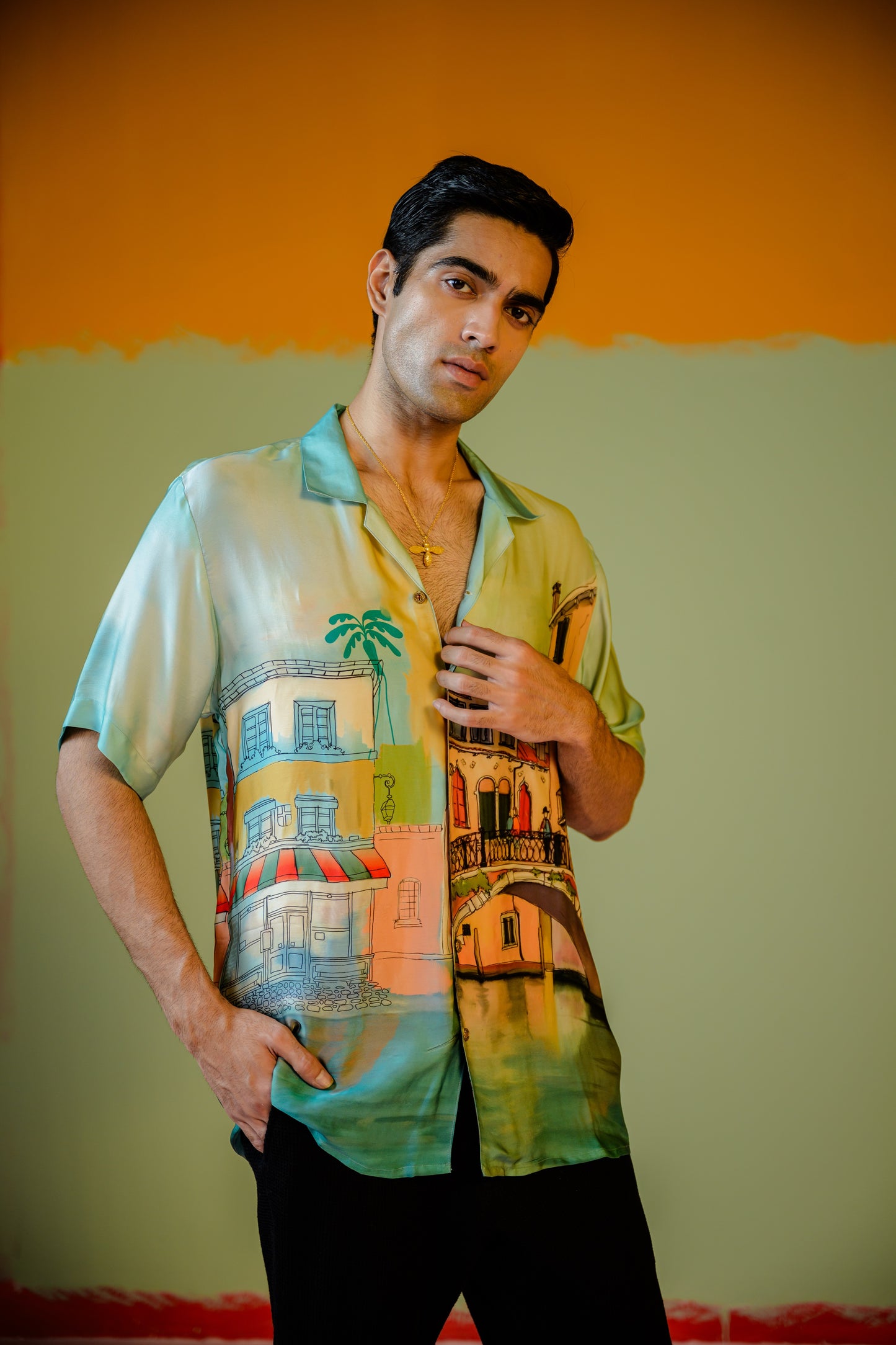 Venice Half Sleeve Shirt Paired With Pants Set